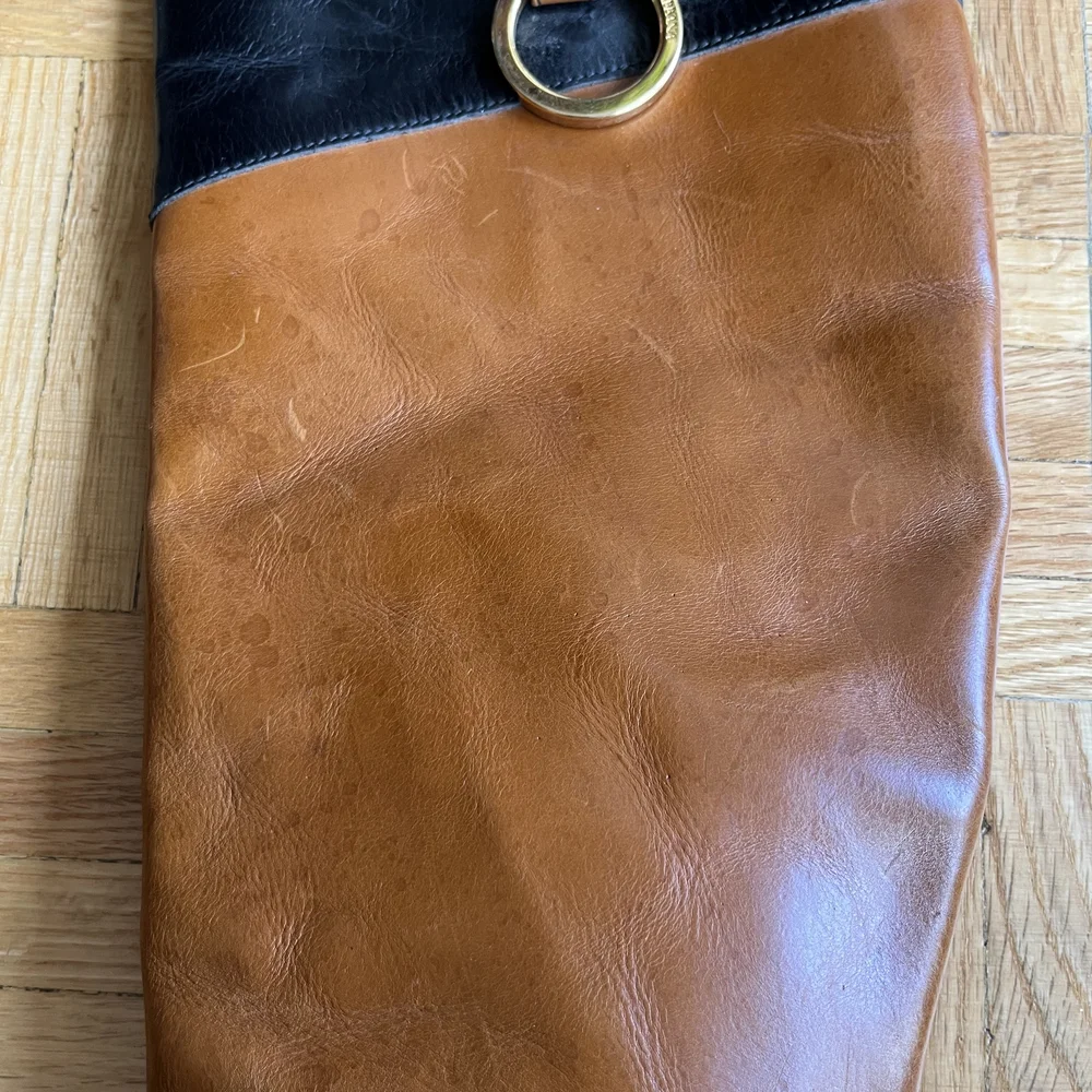 Black and Tan Leather Knee-High Boots - Picture 4 of 8